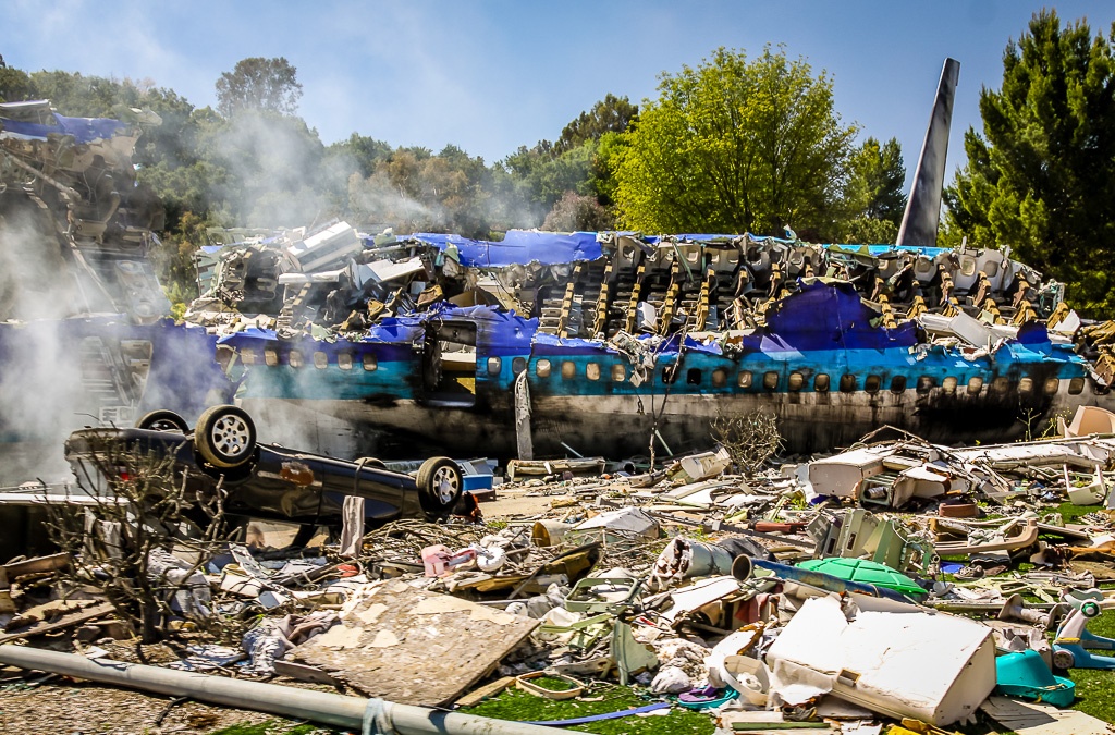 Kulisse eines Flugzeugabsturzes